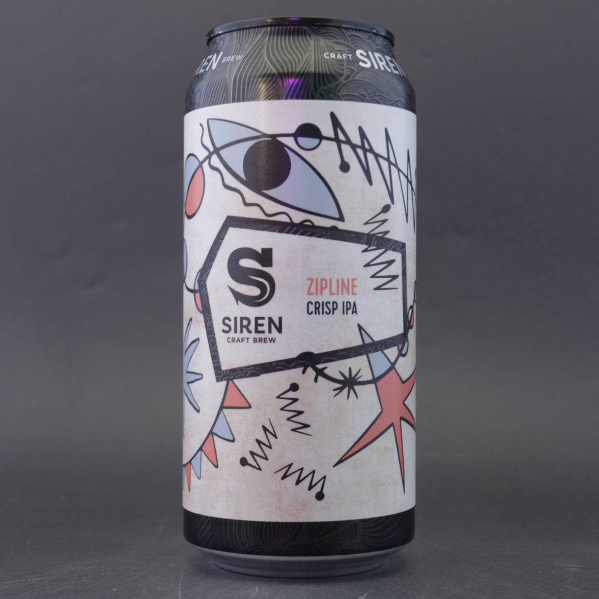 This is a can of Siren - Zipline - 5.8% (440ml). It is a IPA craft beer available to buy from Ghost Whale, voted London's best craft beer shop.