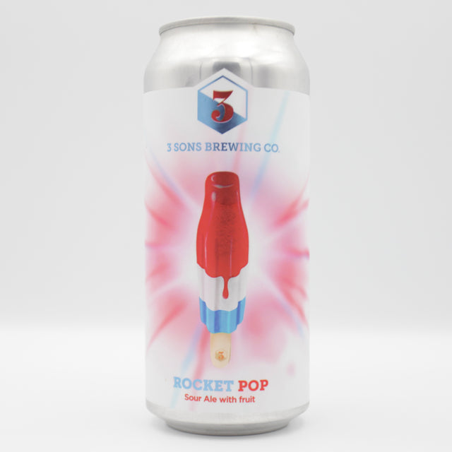 This is a can of 3 Sons - Rocket Pop - 8% (473ml). It is a Sour craft beer available to buy from Ghost Whale, voted London's best craft beer shop.