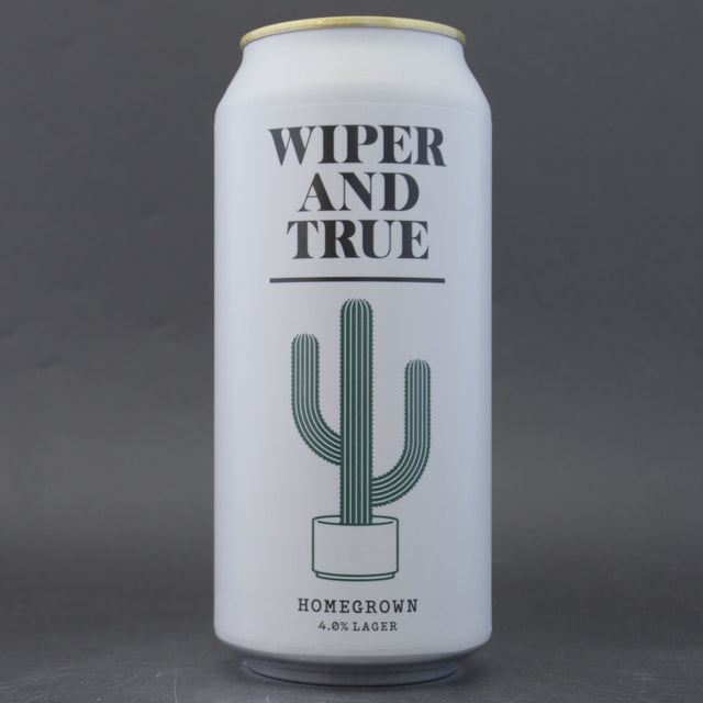 This is a can of Wiper And True - Homegrown - 4% (440ml). It is a Lager / Pilsner / Kölsch craft beer available to buy from Ghost Whale, voted London's best craft beer shop.