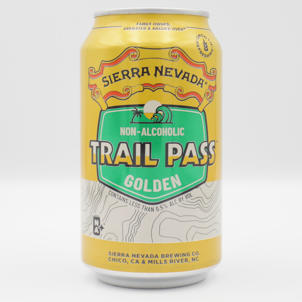 This is a can of Sierra Nevada - Trail Pass Golden - 0.5% (355ml). It is a Blonde / Golden Ale craft beer available to buy from Ghost Whale, voted London's best craft beer shop.