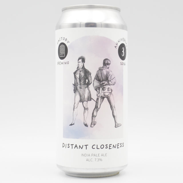 This is a can of Factory Brewing / Beak - Distant Closeness - 7.3% (440ml). It is a IPA craft beer available to buy from Ghost Whale, voted London's best craft beer shop.