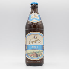 This is a bottle of Einsiedler - Hell - 5.2% (500ml). It is a Lager / Pilsner / Kölsch craft beer available to buy from Ghost Whale, voted London's best craft beer shop.