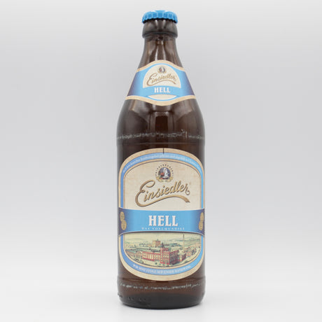 This is a bottle of Einsiedler - Hell - 5.2% (500ml). It is a Lager / Pilsner / Kölsch craft beer available to buy from Ghost Whale, voted London's best craft beer shop.