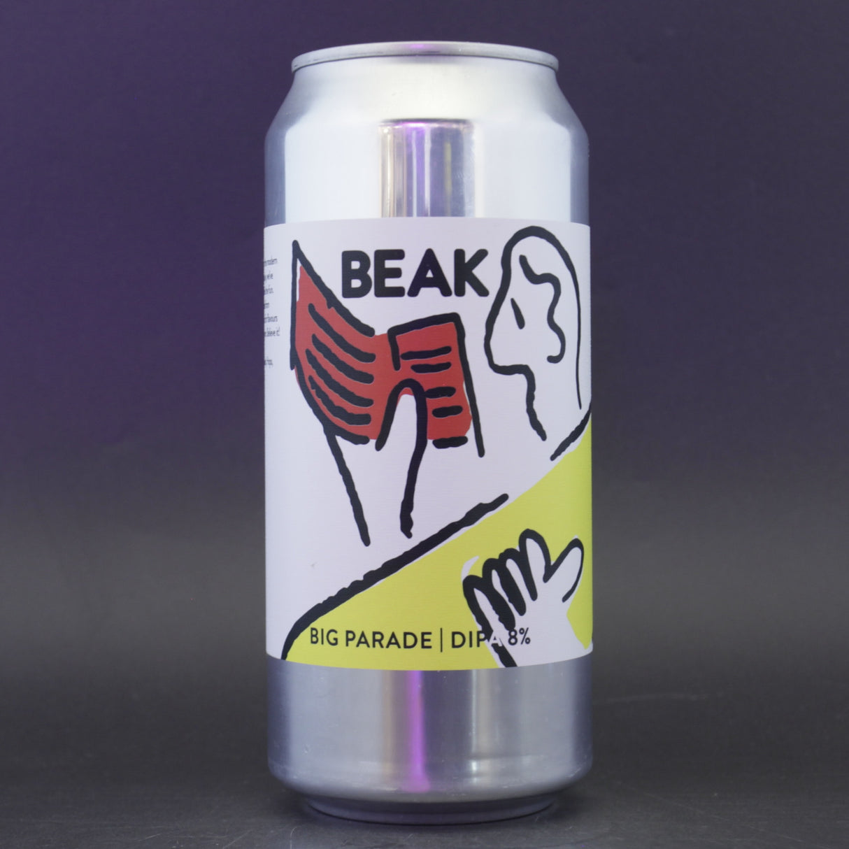 This is a can of Beak Brewery - Big Parade - 8% (440ml). It is a Double IPA craft beer available to buy from Ghost Whale, voted London's best craft beer shop.