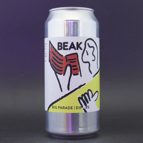 This is a can of Beak Brewery - Big Parade - 8% (440ml). It is a Double IPA craft beer available to buy from Ghost Whale, voted London's best craft beer shop.