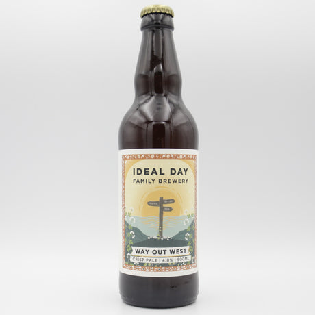 This is a bottle of Ideal Day - Way Out West - 4.8% (500ml). It is a Pale Ale craft beer available to buy from Ghost Whale, voted London's best craft beer shop.