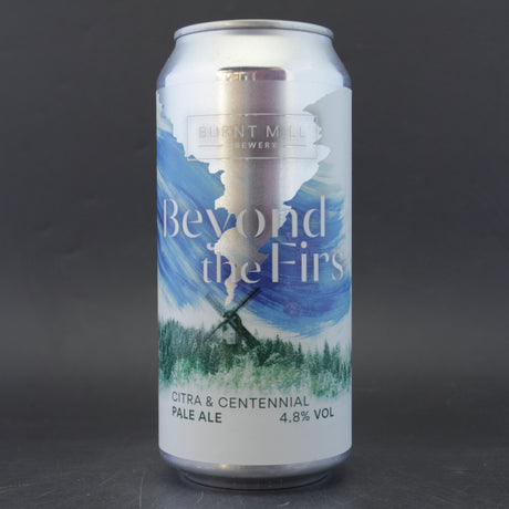 This is a can of Burnt Mill - Beyond The Firs - 4.8% (440ml). It is a Pale Ale craft beer available to buy from Ghost Whale, voted London's best craft beer shop.