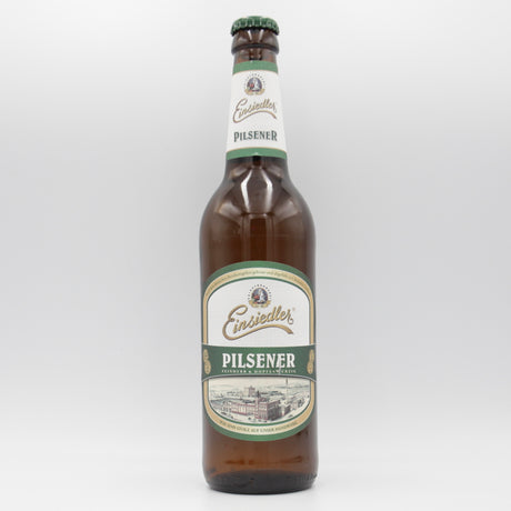 This is a bottle of Einsiedler - Pilsener - 4.9% (500ml). It is a Lager / Pilsner / Kölsch craft beer available to buy from Ghost Whale, voted London's best craft beer shop.
