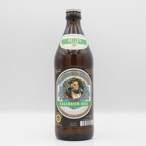 This is a bottle of Augustiner - Lagerbier Hell - 5.2% (500ml). It is a Lager / Pilsner / Kölsch craft beer available to buy from Ghost Whale, voted London's best craft beer shop.
