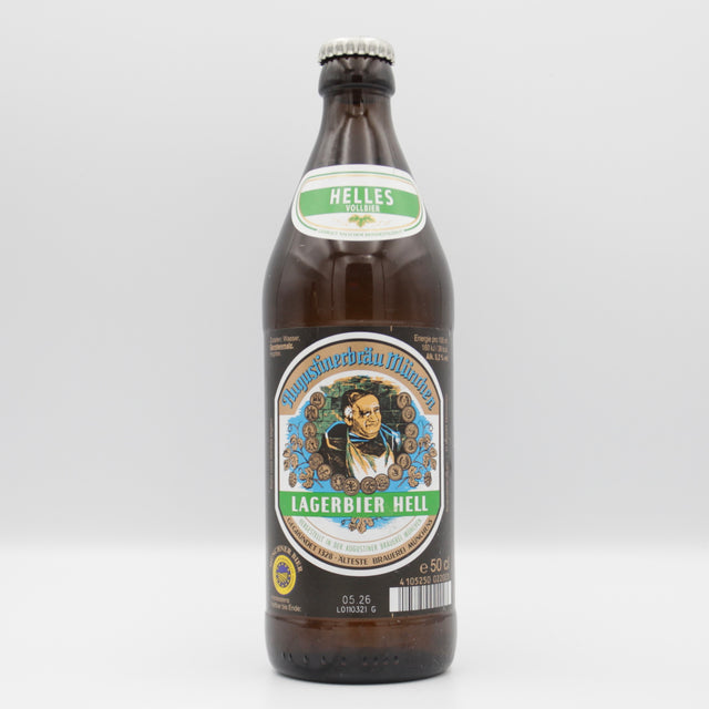 This is a bottle of Augustiner - Lagerbier Hell - 5.2% (500ml). It is a Lager / Pilsner / Kölsch craft beer available to buy from Ghost Whale, voted London's best craft beer shop.