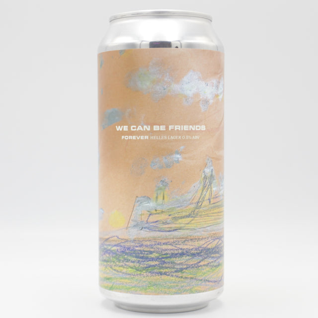 This is a can of We Can Be Friends - Forever - 0.5% (440ml). It is a Lager / Pilsner / Kölsch craft beer available to buy from Ghost Whale, voted London's best craft beer shop.
