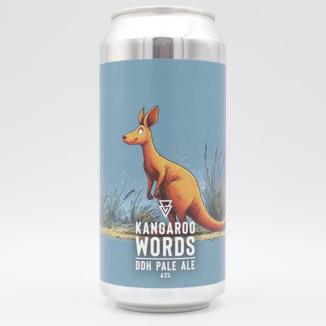 This is a can of Azvex - Kangaroo Words - 4.5% (440ml). It is a Pale Ale craft beer available to buy from Ghost Whale, voted London's best craft beer shop.