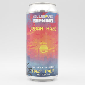 This is a can of Elusive Brewing - Urban Haze - 4.5% (440ml). It is a Pale Ale craft beer available to buy from Ghost Whale, voted London's best craft beer shop.