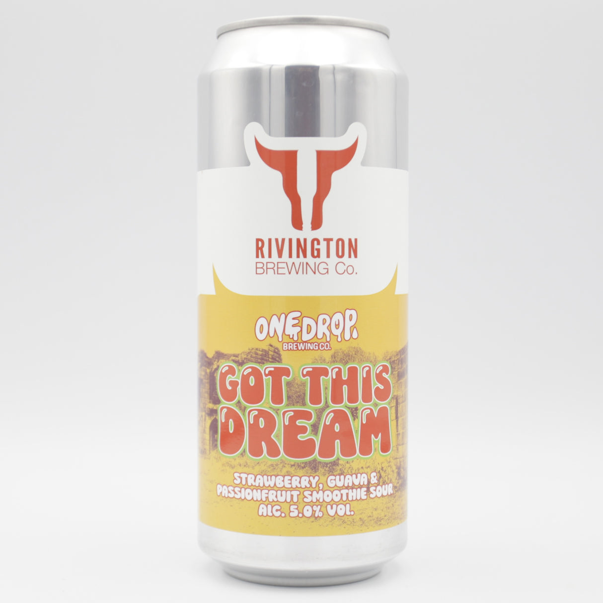 This is a can of Rivington / One Drop - Got This Dream - 5% (500ml). It is a Sour craft beer available to buy from Ghost Whale, voted London's best craft beer shop.