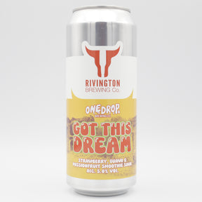 This is a can of Rivington / One Drop - Got This Dream - 5% (500ml). It is a Sour craft beer available to buy from Ghost Whale, voted London's best craft beer shop.