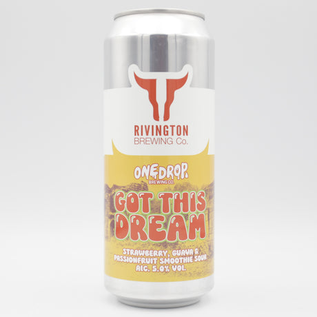 This is a can of Rivington / One Drop - Got This Dream - 5% (500ml). It is a Sour craft beer available to buy from Ghost Whale, voted London's best craft beer shop.