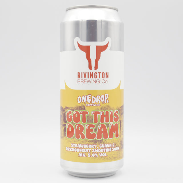 This is a can of Rivington / One Drop - Got This Dream - 5% (500ml). It is a Sour craft beer available to buy from Ghost Whale, voted London's best craft beer shop.