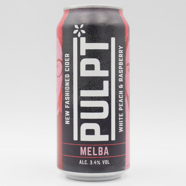 This is a can of Pulpt - Melba - 3.4% (440ml). It is a  craft cider available to buy from Ghost Whale, voted London's best craft beer shop.