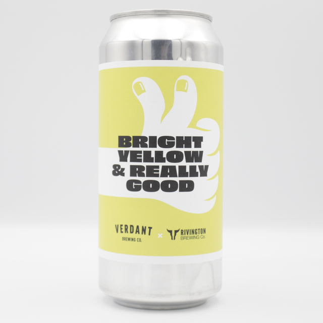 This is a can of Verdant / Rivington - Bright Yellow And Really Good - 6.5% (440ml). It is a IPA craft beer available to buy from Ghost Whale, voted London's best craft beer shop.