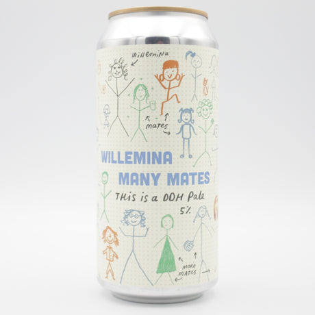 This is a can of Pretty Decent - Willemina Many Mates - 5% (440ml). It is a Pale Ale craft beer available to buy from Ghost Whale, voted London's best craft beer shop.