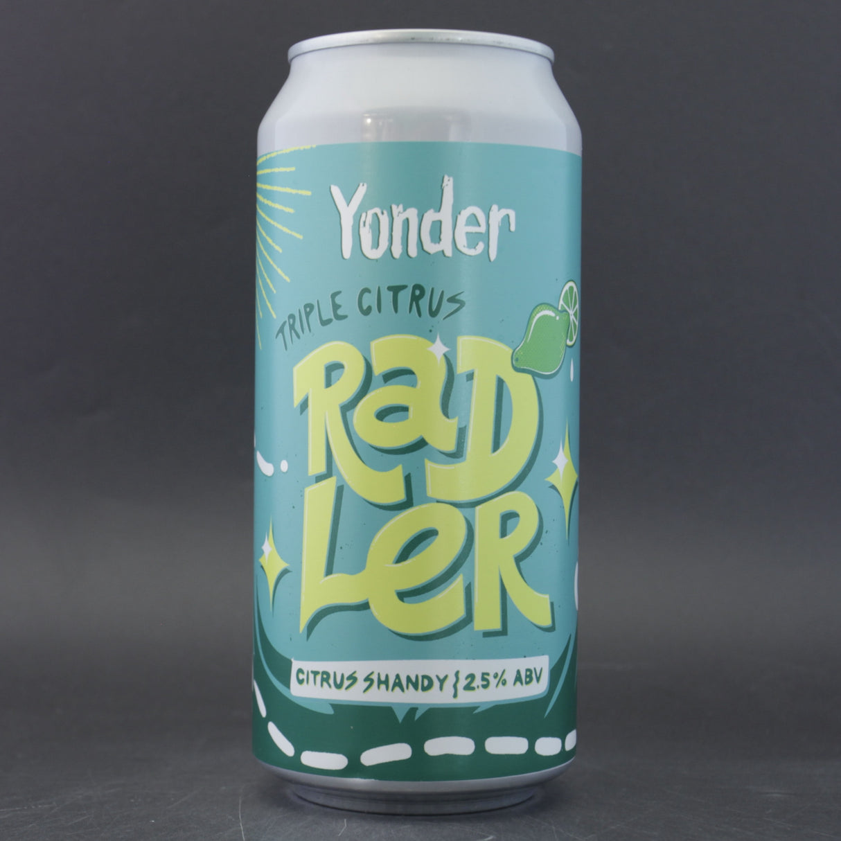 This is a can of Yonder - Citrus Radler - 2.5% (440ml). It is a Radler craft beer available to buy from Ghost Whale, voted London's best craft beer shop.
