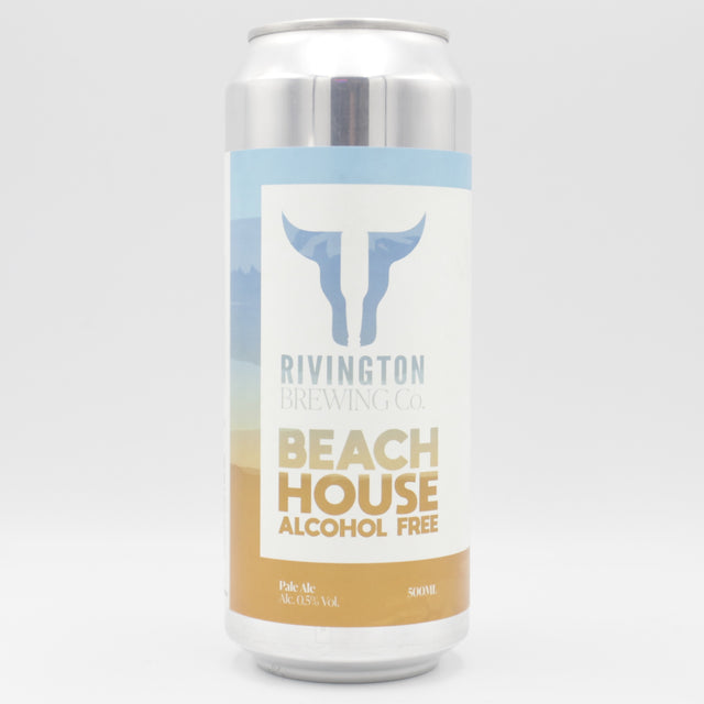 This is a can of Rivington / We Can Be Friends - Beach House Alcohol Free - 0.5% (500ml). It is a Pale Ale craft beer available to buy from Ghost Whale, voted London's best craft beer shop.