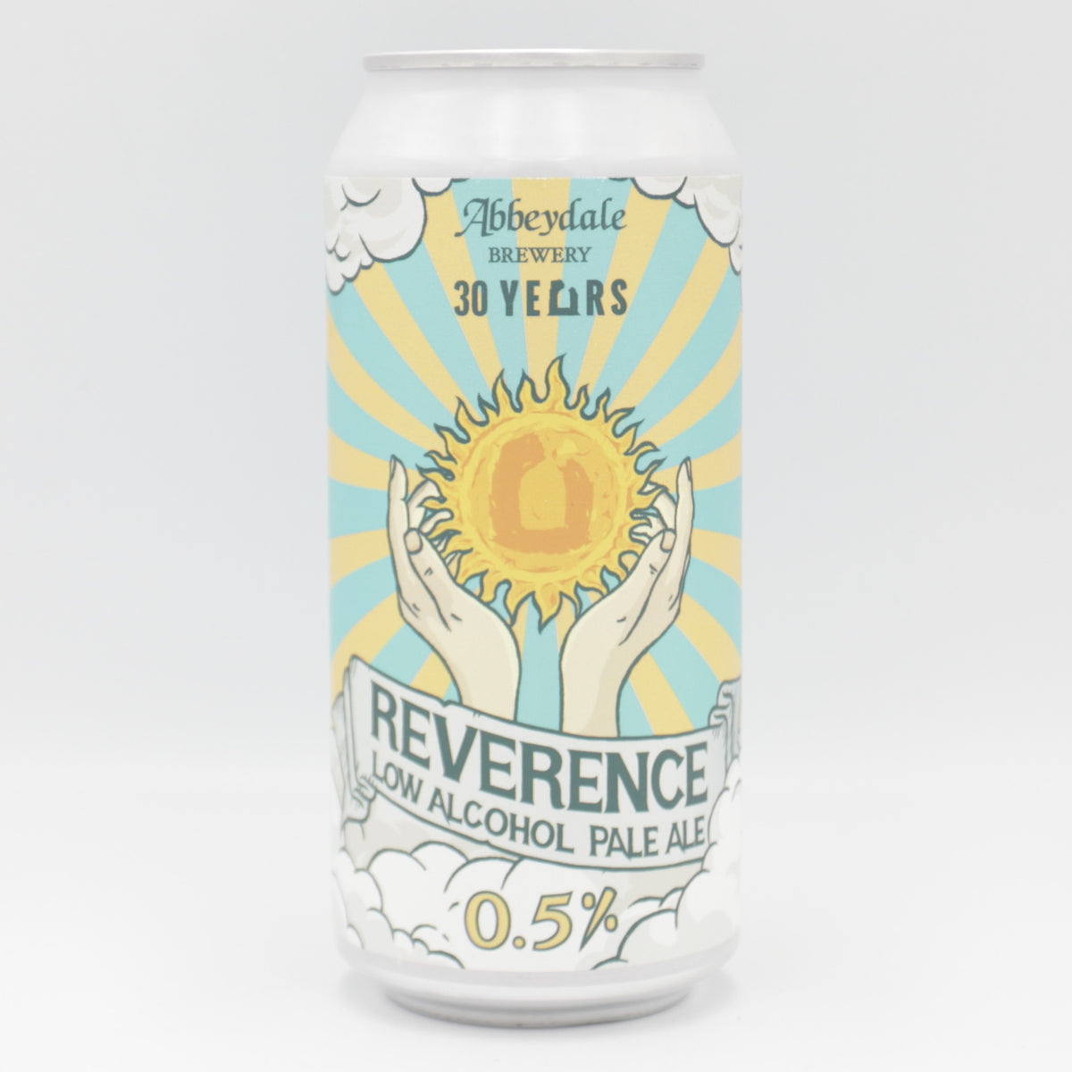 This is a can of Abbeydale - Reverence - 0.5% (440ml). It is a Pale Ale craft beer available to buy from Ghost Whale, voted London's best craft beer shop.