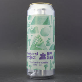 This is a can of Weekend Project - I'd Rather Be Outside - 8.5% (500ml). It is a Double IPA craft beer available to buy from Ghost Whale, voted London's best craft beer shop.