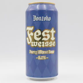 This is a can of Donzoko - Fest Weisse - 5.2% (440ml). It is a Wit / Wheat craft beer available to buy from Ghost Whale, voted London's best craft beer shop.