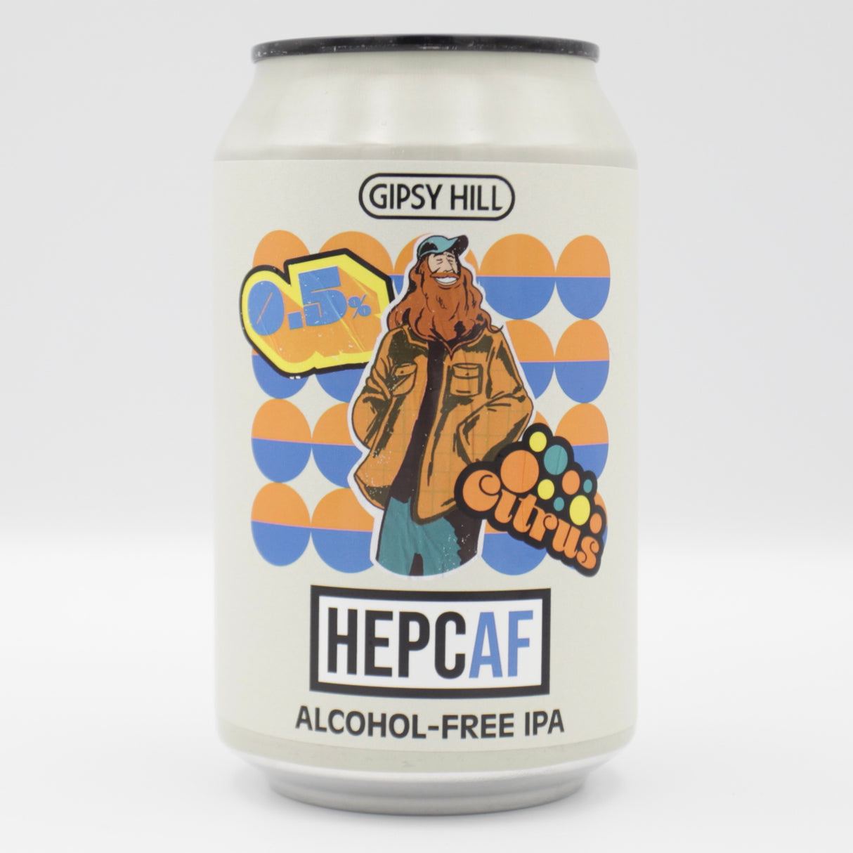 This is a can of Gipsy Hill - HepcAF - 0.5% (330ml). It is a Pale Ale craft beer available to buy from Ghost Whale, voted London's best craft beer shop.