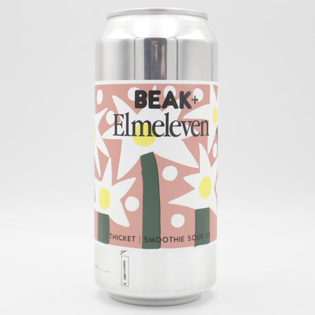 This is a can of Beak / Elmeleven - Thicket - 5% (440ml). It is a Sour craft beer available to buy from Ghost Whale, voted London's best craft beer shop.