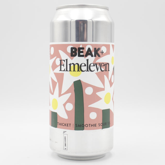 This is a can of Beak / Elmeleven - Thicket - 5% (440ml). It is a Sour craft beer available to buy from Ghost Whale, voted London's best craft beer shop.