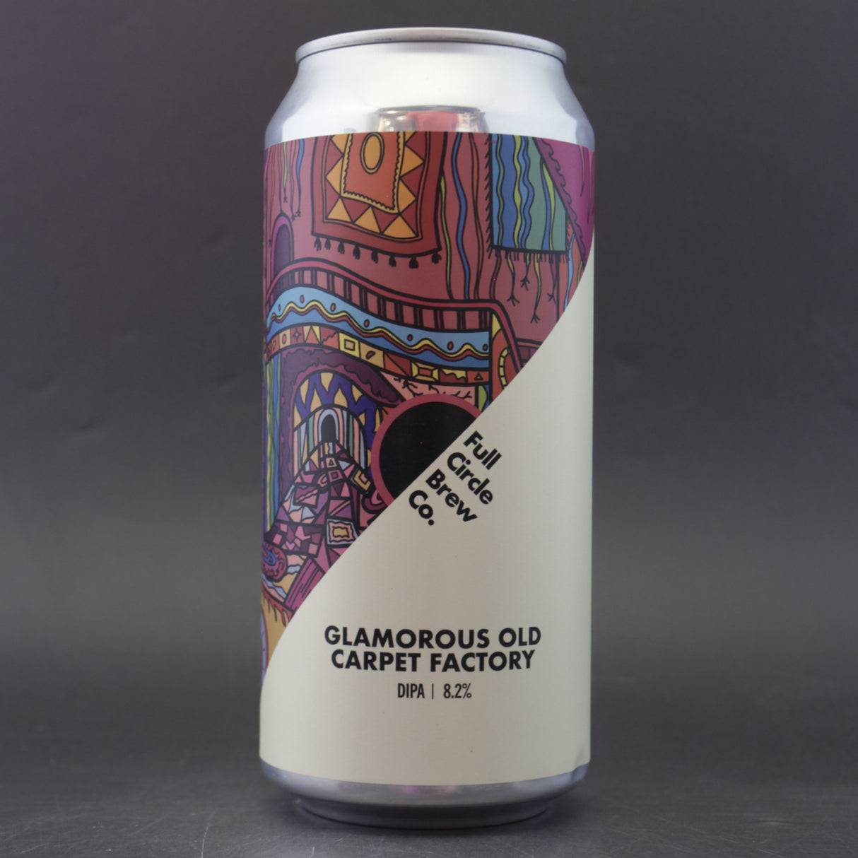 This is a can of Full Circle Brew Co - Glamorous Old Carpet Factory - 8.2% (440ml). It is a Double IPA craft beer available to buy from Ghost Whale, voted London's best craft beer shop.