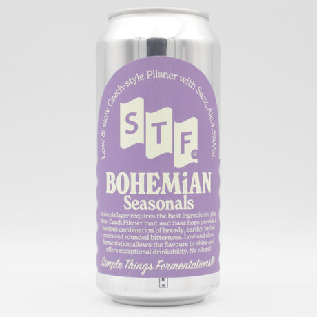 This is a can of Simple Things Fermentations - Bohemian - 4.3% (440ml). It is a Lager / Pilsner / Kölsch craft beer available to buy from Ghost Whale, voted London's best craft beer shop.