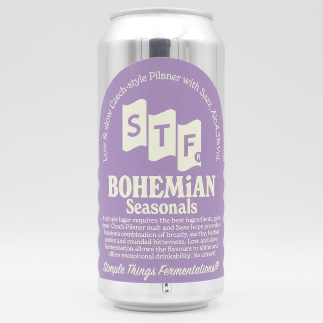 This is a can of Simple Things Fermentations - Bohemian - 4.3% (440ml). It is a Lager / Pilsner / Kölsch craft beer available to buy from Ghost Whale, voted London's best craft beer shop.