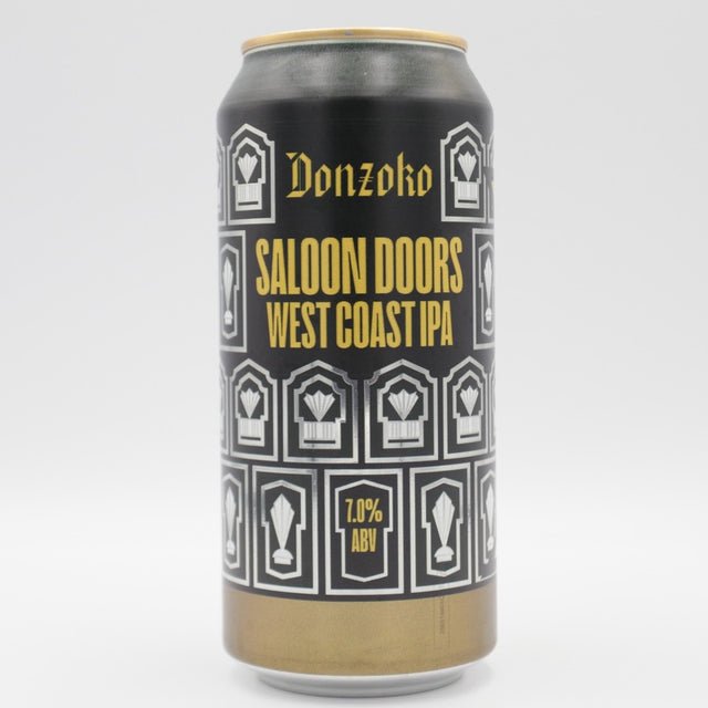 This is a can of Donzoko - Saloon Doors - 7% (440ml). It is a IPA craft beer available to buy from Ghost Whale, voted London's best craft beer shop.