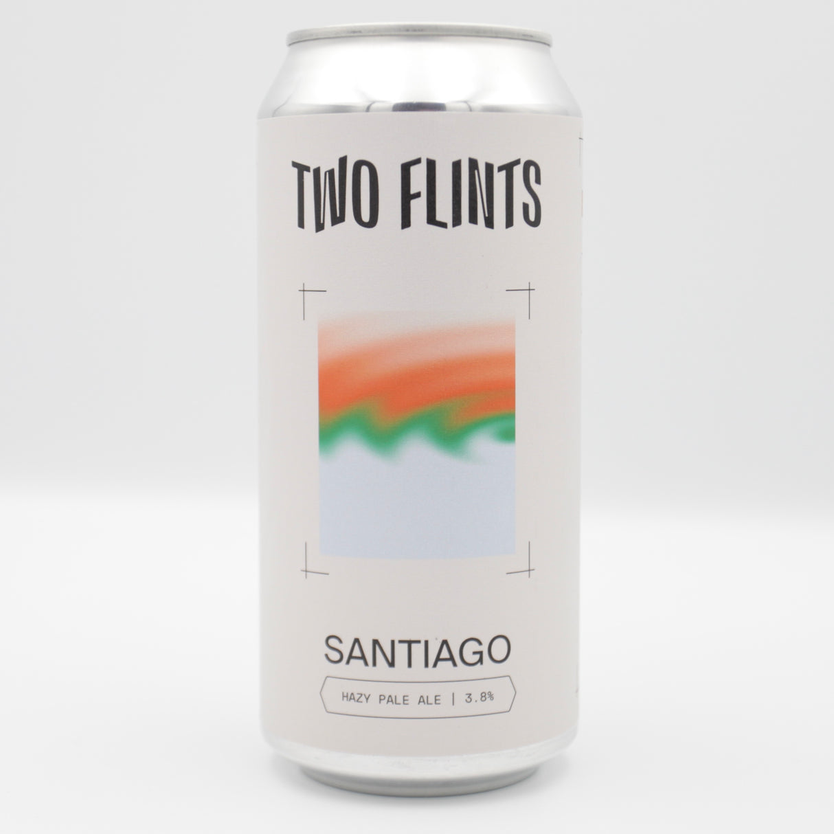 This is a can of Two Flints - Santiago - 3.8% (440ml). It is a Pale Ale craft beer available to buy from Ghost Whale, voted London's best craft beer shop.