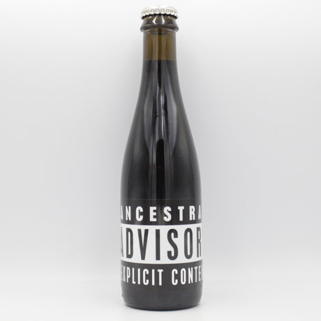 This is a bottle of Omnipollo - Ancestral Advisory - 11% (375ml). It is a Imperial Stout / Porter craft beer available to buy from Ghost Whale, voted London's best craft beer shop.
