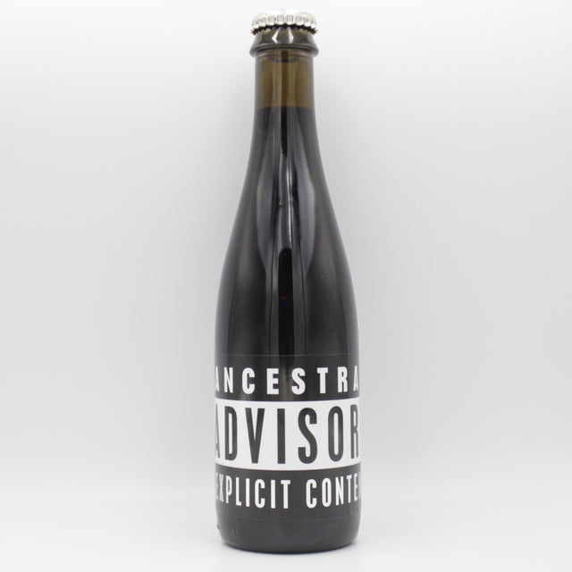 This is a bottle of Omnipollo - Ancestral Advisory - 11% (375ml). It is a Imperial Stout / Porter craft beer available to buy from Ghost Whale, voted London's best craft beer shop.