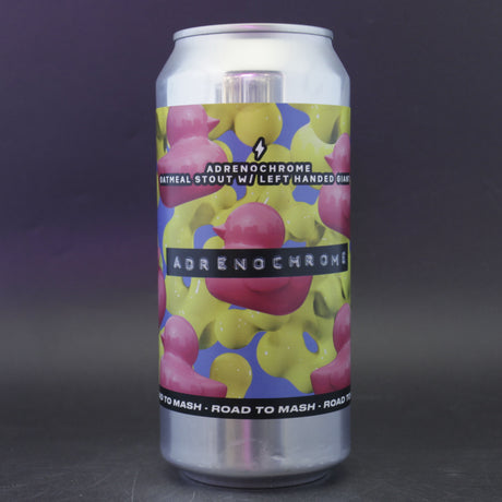 This is a can of Garage Beer Co / Left Handed Giant - Adrenochrome - 7% (440ml). It is a Stout / Porter craft beer available to buy from Ghost Whale, voted London's best craft beer shop.