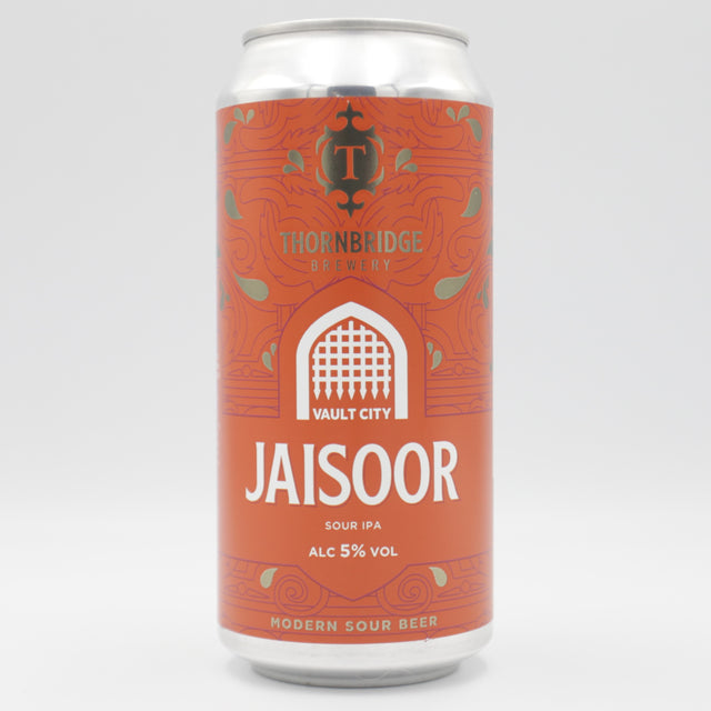 This is a can of Vault City / Thornbridge - Jaisoor - 5% (440ml). It is a Sour craft beer available to buy from Ghost Whale, voted London's best craft beer shop.
