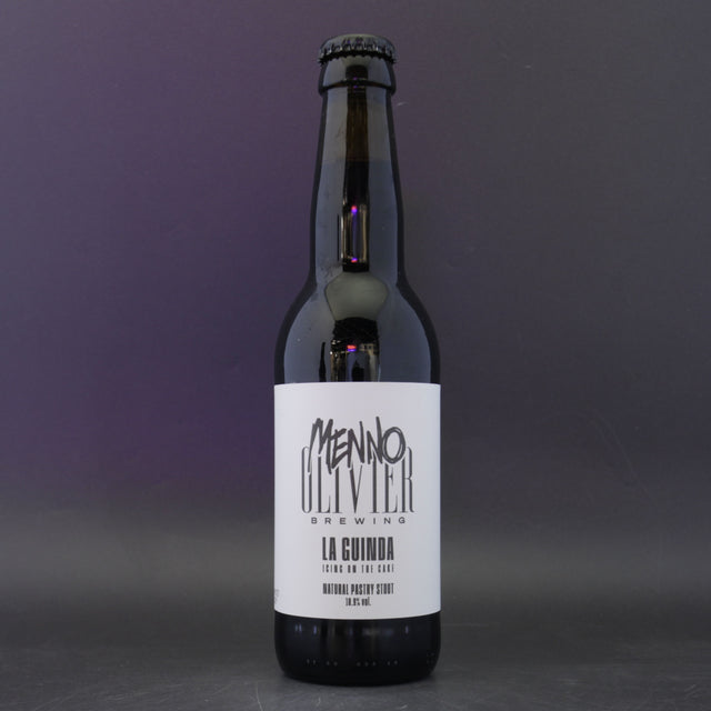 This is a bottle of Menno Olivier - La Guinda - 10.9% (330ml). It is a Imperial Stout / Porter craft beer available to buy from Ghost Whale, voted London's best craft beer shop.