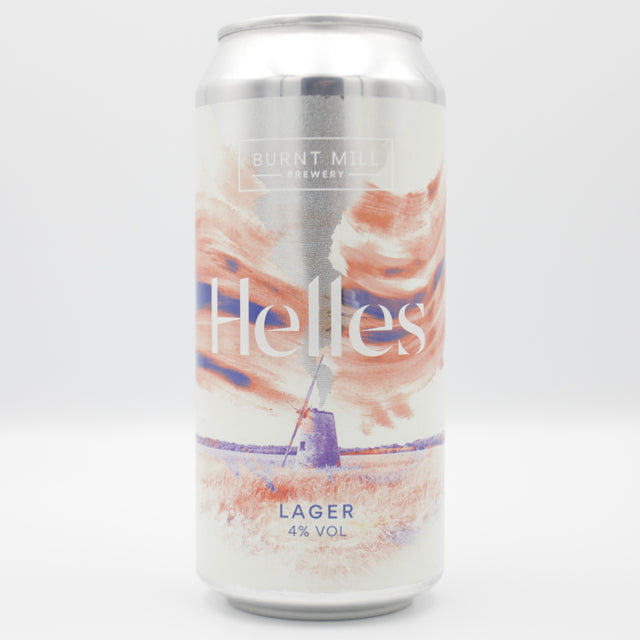 This is a can of Burnt Mill - Helles - 4% (440ml). It is a Lager / Pilsner / Kölsch craft beer available to buy from Ghost Whale, voted London's best craft beer shop.