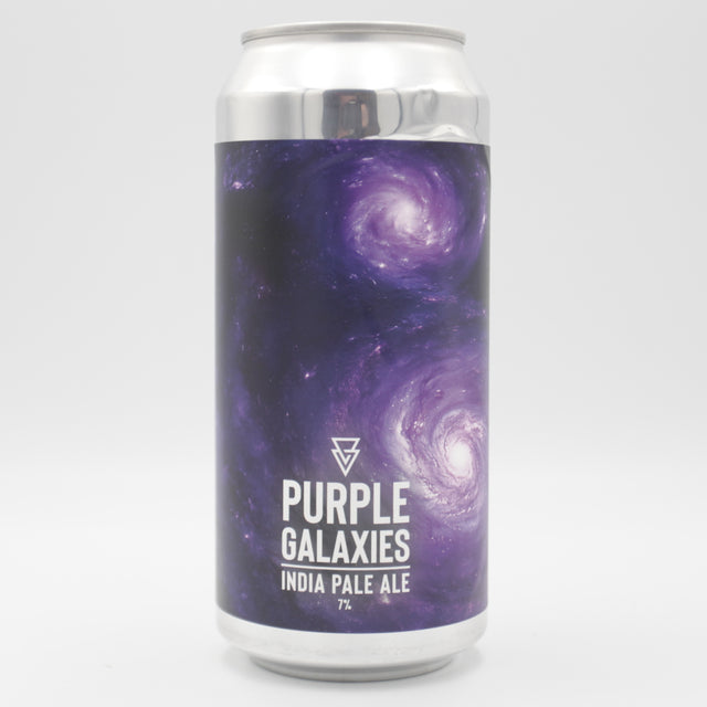 This is a can of Azvex - Purple Galaxies - 7% (440ml). It is a IPA craft beer available to buy from Ghost Whale, voted London's best craft beer shop.