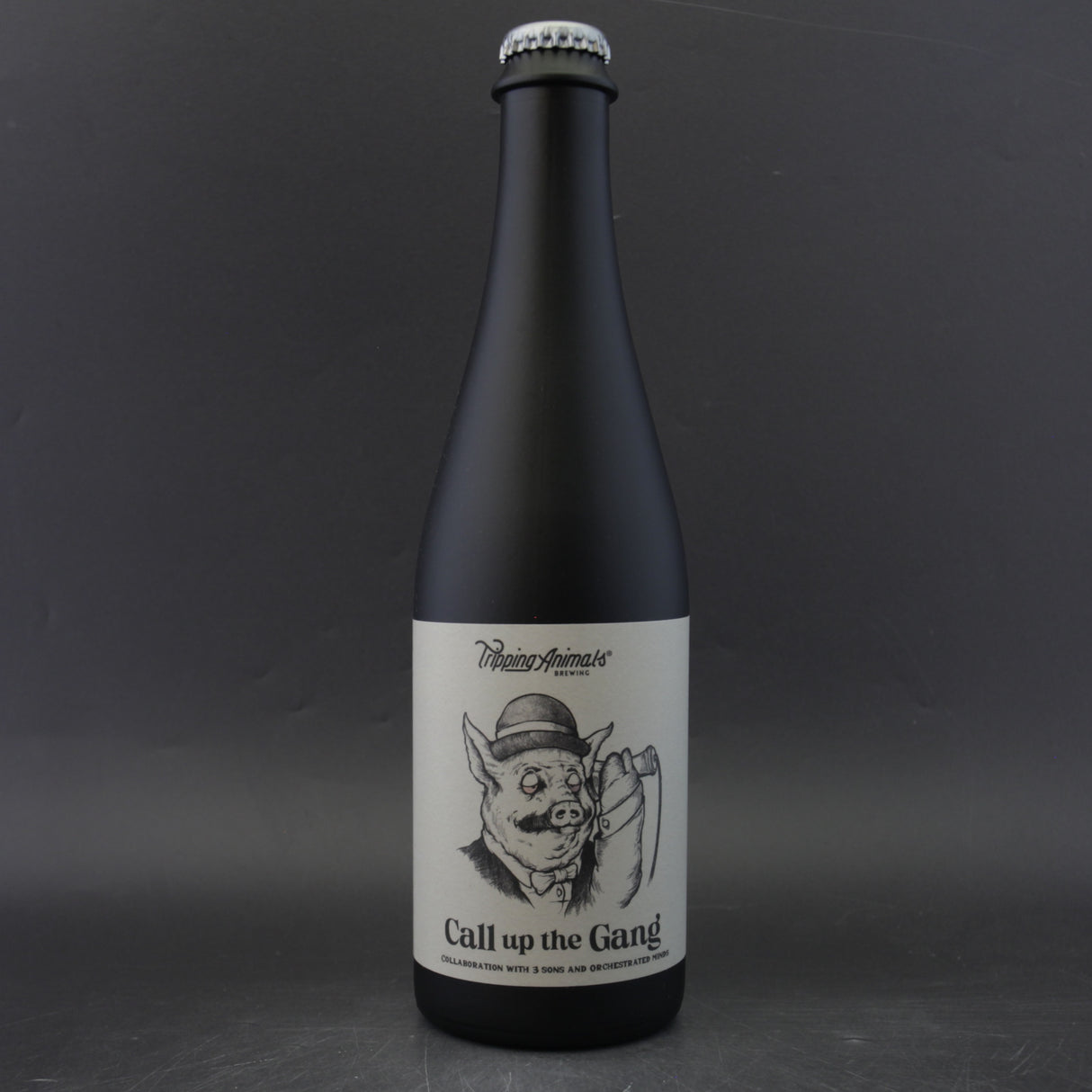 This is a bottle of Tripping Animals / 3 Sons - Call Up The Gang - 12% (500ml). It is a Imperial Stout / Porter craft beer available to buy from Ghost Whale, voted London's best craft beer shop.