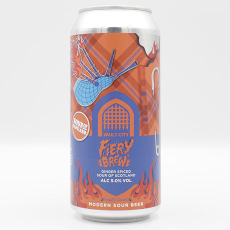This is a can of Vault City - Fiery Brew - 5% (440ml). It is a Sour craft beer available to buy from Ghost Whale, voted London's best craft beer shop.
