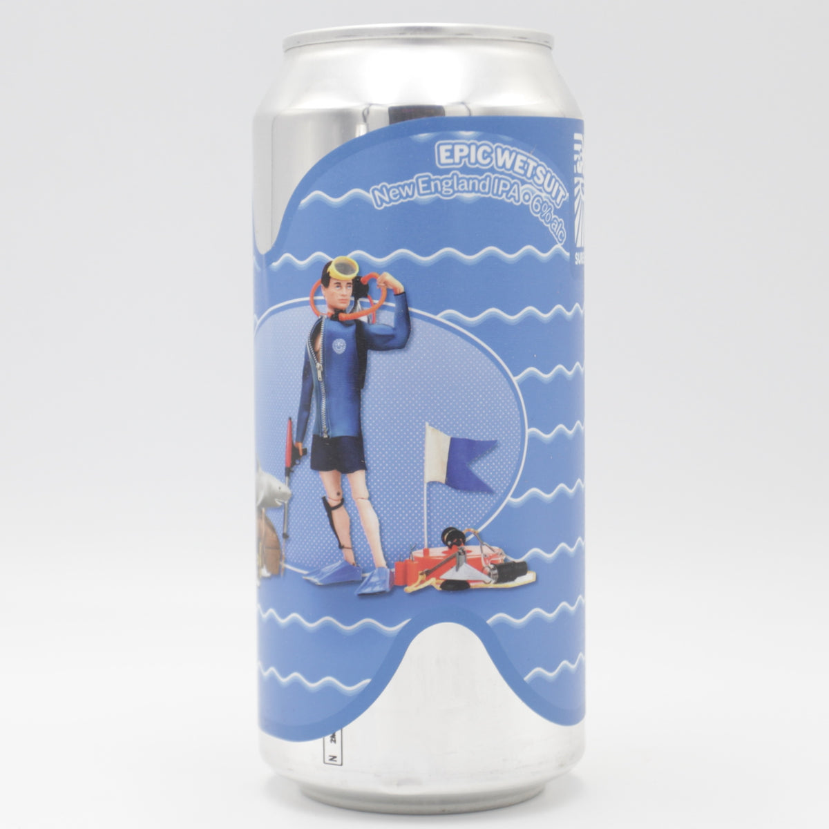This is a can of Sureshot - Epic Wetsuit - 6% (440ml). It is a IPA craft beer available to buy from Ghost Whale, voted London's best craft beer shop.