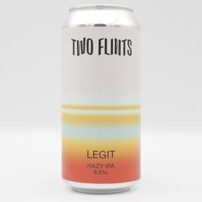 This is a can of Two Flints - Legit - 6.5% (440ml). It is a IPA craft beer available to buy from Ghost Whale, voted London's best craft beer shop.