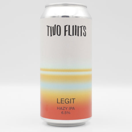 This is a can of Two Flints - Legit - 6.5% (440ml). It is a IPA craft beer available to buy from Ghost Whale, voted London's best craft beer shop.
