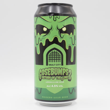 This is a can of Vault City - Gosebumps 2: Return of the (S)lime - 4.5% (440ml). It is a Sour craft beer available to buy from Ghost Whale, voted London's best craft beer shop.